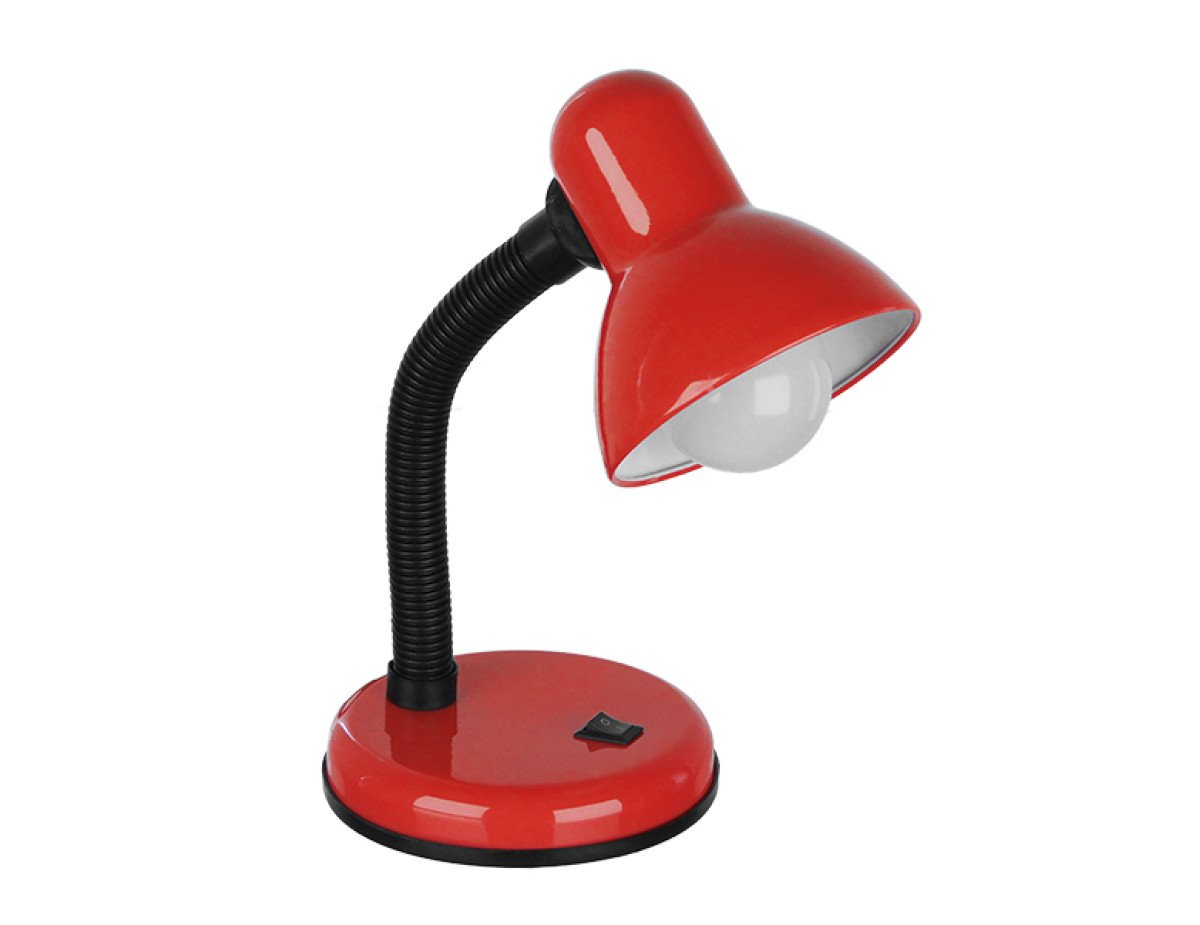 GloboStar® STUDENT RED 01535 Μοντέρνο Επιτραπέζιο Φωτιστικό Γραφείου Μονόφωτο Μεταλλικό Κόκκινο Λευκό με Διακόπτη ΟN/OFF Φ12 x Υ32cm