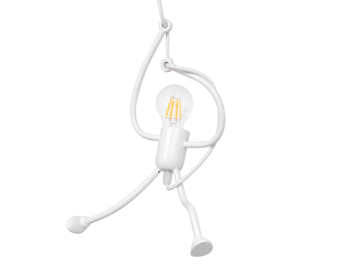 GloboStar® LITTLE MAN 01651 Μοντέρνο Κρεμαστό Φωτιστικό Οροφής Μονόφωτο 1 x E27 Λευκό Μεταλλικό Φ20 x Υ40cm