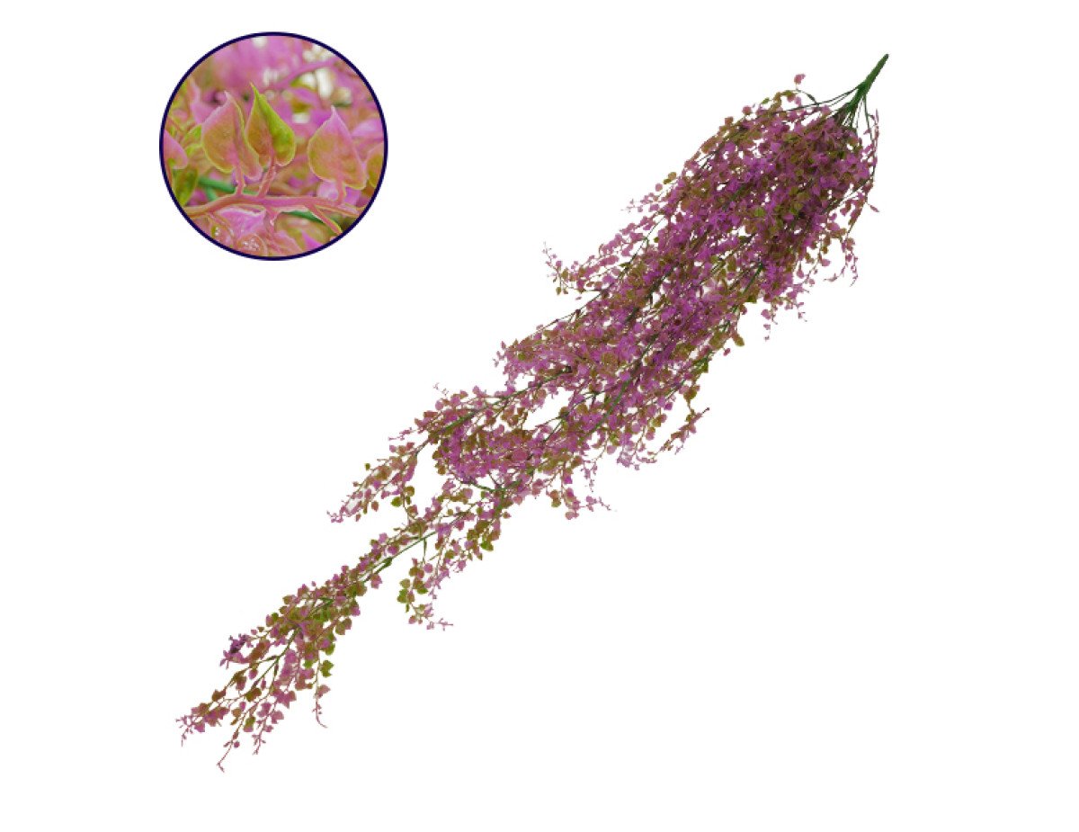 GloboStar® 09036 Τεχνητό Κρεμαστό Φυτό Διακοσμητική Γιρλάντα Μήκους 1.2 μέτρων με 13 X Κλαδιά Πυξός Πράσινο Μωβ
