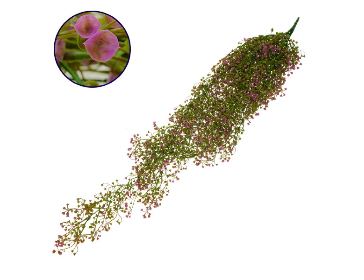 GloboStar® 09037 Τεχνητό Κρεμαστό Φυτό Διακοσμητική Γιρλάντα Μήκους 1.2 μέτρων με 15 X Κλαδιά Φύλλωμα Ρούστικ Πράσινο Μωβ