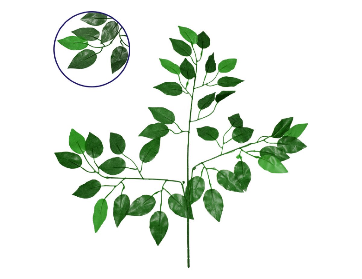 GloboStar® 09050 Τεχνητό Φυτό Διακοσμητικό Κλαδί Διαστάσεων M20cm x Υ22cm με 3 X Πράσινα Κλαδιά και Φύλλωμα Φύκος
