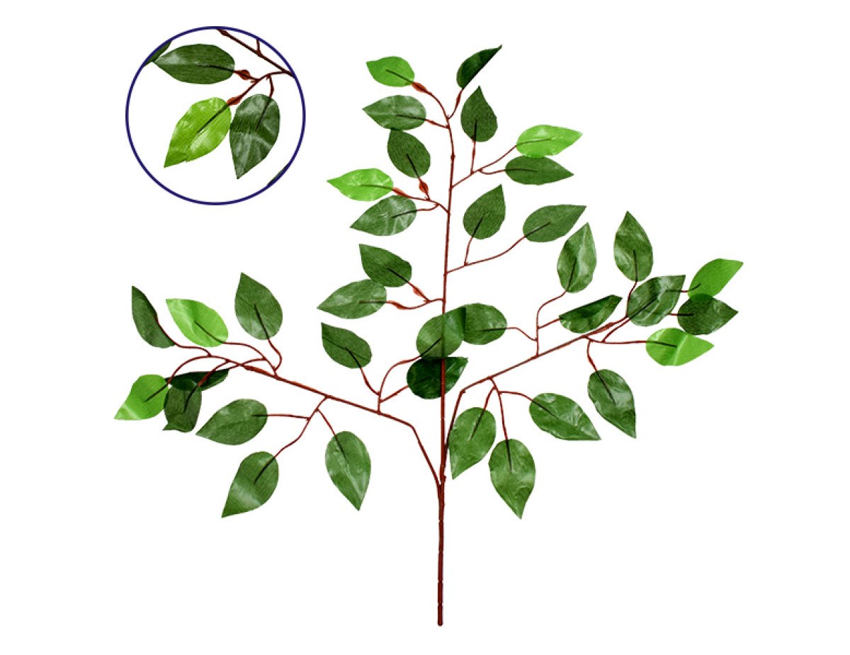 GloboStar® 09053 Τεχνητό Φυτό Διακοσμητικό Κλαδί Διαστάσεων M20cm x Υ22cm με 3 X Καφέ Κλαδιά και Πράσινο Φύλλωμα Φύκος