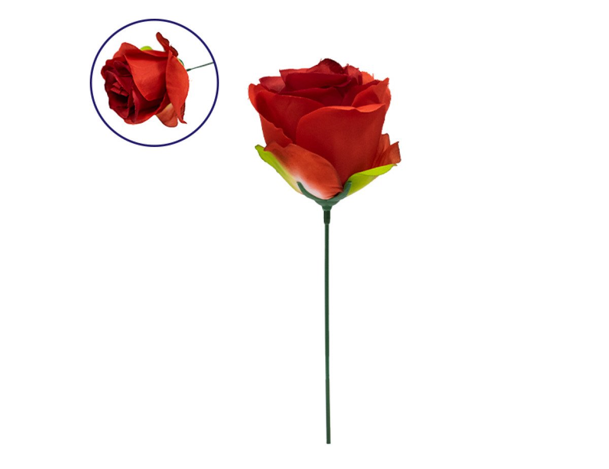 GloboStar® 09076 Τεχνητό Φυτό Διακοσμητικό Τριαντάφυλλο Κόκκινο M8cm x Υ20cm Π8cm