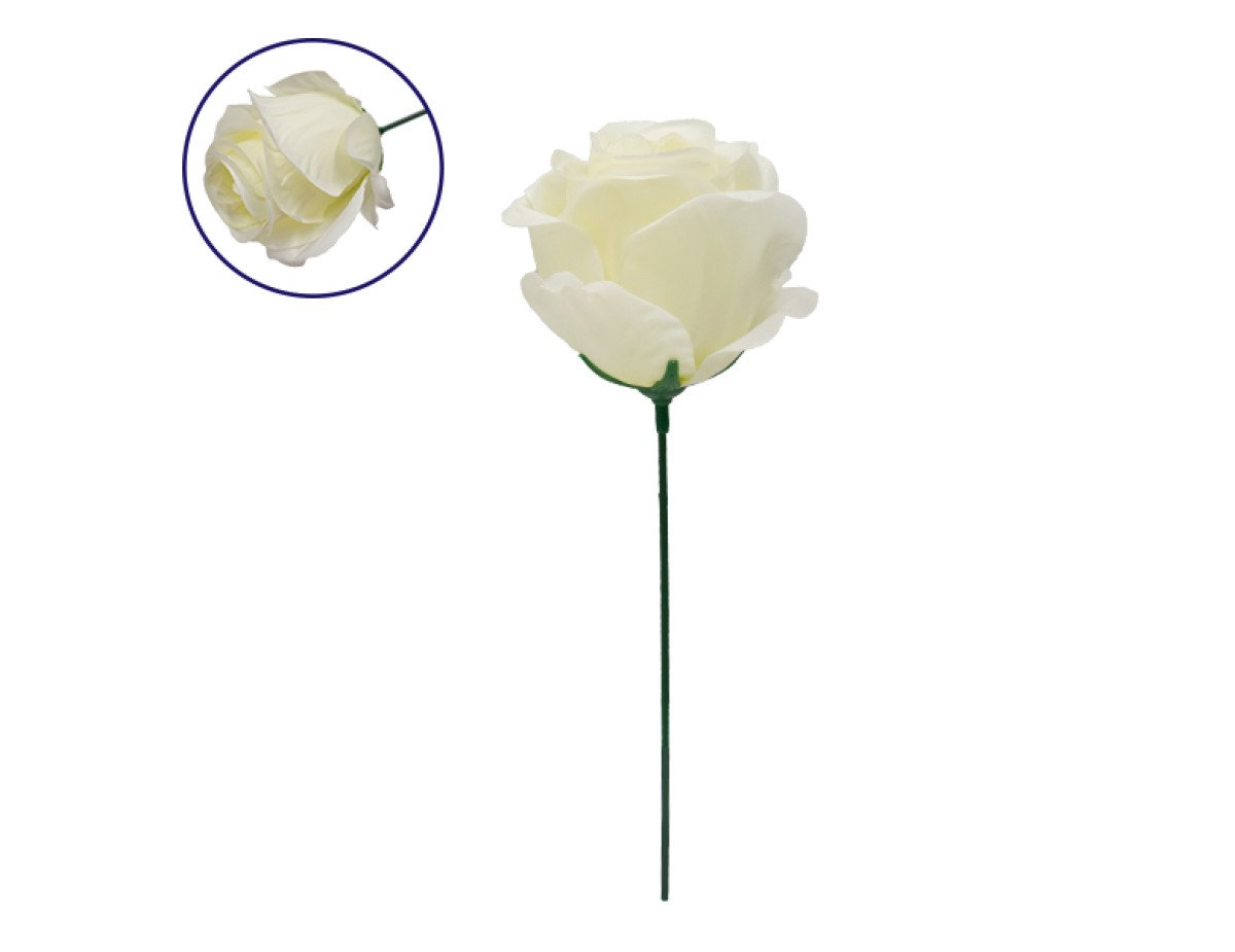 GloboStar® 09077 Τεχνητό Φυτό Διακοσμητικό Τριαντάφυλλο Λευκό M8cm x Υ20cm Π8cm