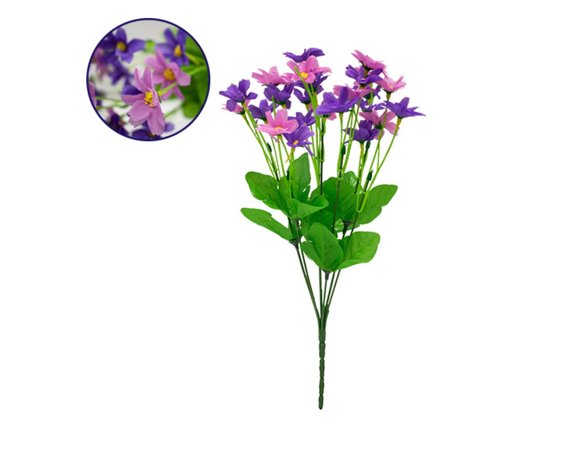 GloboStar® 09088 Τεχνητό Φυτό Διακοσμητικό Μπουκέτο Garden Cosmos Μωβ - Ροζ M20cm x Υ35cm Π20cm με 7 Κλαδάκια