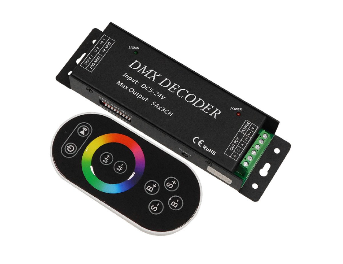 Ασύρματος LED RGB Controller DMX512 με Χειριστήριο Αφής 2.4G RF 5V (75w) - 12V (180w) - 24V (360w) DC GloboStar 15144