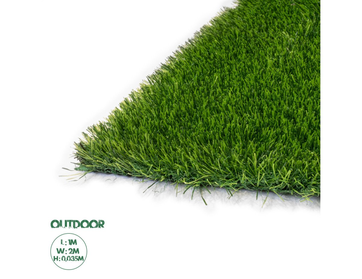 GloboStar® Artificial Garden SUMMER GRASS 20150 Τεχνητό Συνθετικός Χλοοτάπητας Διακοσμητικό Γρασίδι - Γκαζόν για Ανάπλαση Κήπου - με Πλάτος 2m και Ύψος Πέλους 35mm Μ100 x Π200 x Υ3.5cm (Πωλείται ανά 2τ.μ.) Εξωτερικού Χώρου IP68 UV Certified Protection