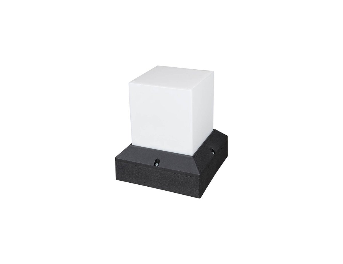 GloboStar® CUBIX 203-0245 Μοντέρνο Επιδαπέδιο Φωτιστικό Μονόφωτο 1 x E27 IP44 Μαύρο Πλαστικό Σώμα - Μ22.5 x Π22.5 x Υ25cm