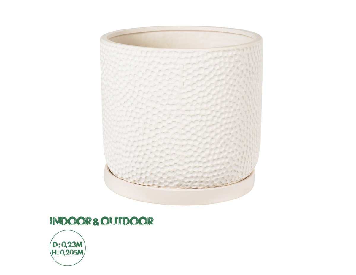 GloboStar® Artificial Garden PARGA 20452 Πήλινο Κεραμικό Κασπώ Γλάστρα - Flower Pot Μπεζ Φ23cm x Υ20.5cm