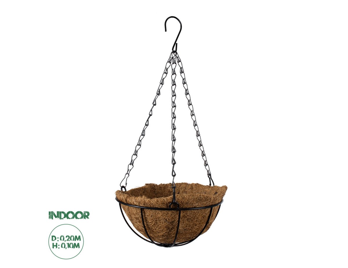 GloboStar® Artificial Garden SALAMINA 20479 Κρεμαστό Κασπώ Γλάστρα - Flower Pot από Φλοιό Καρύδας Καφέ Φ20cm x Υ10cm