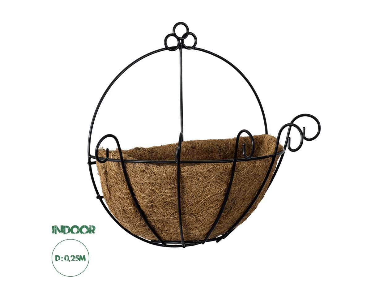 GloboStar® Artificial Garden KOUFONISIA 20482 Επιτοίχιο Κασπώ Γλάστρα - Flower Pot από Φλοιό Καρύδας Καφέ Φ25cm x Υ15cm