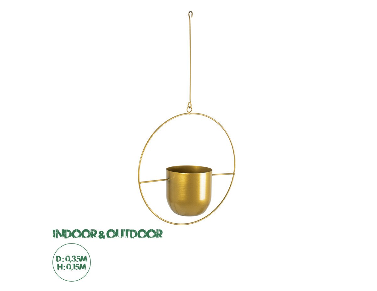 GloboStar® Artificial Garden TILOS 20486 Κρεμαστό Μεταλλικό Κασπώ Γλάστρα - Flower Pot Χρυσό Φ35cm x Υ15cm