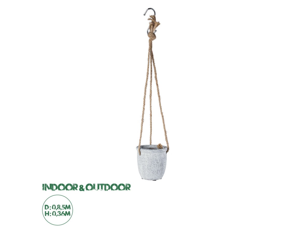 GloboStar® Artificial Garden SCORPIOS 20491 Κρεμαστό Πήλινο Κεραμικό Κασπώ Γλάστρα - Flower Pot Γκρι Φ8.5cm x Υ36cm