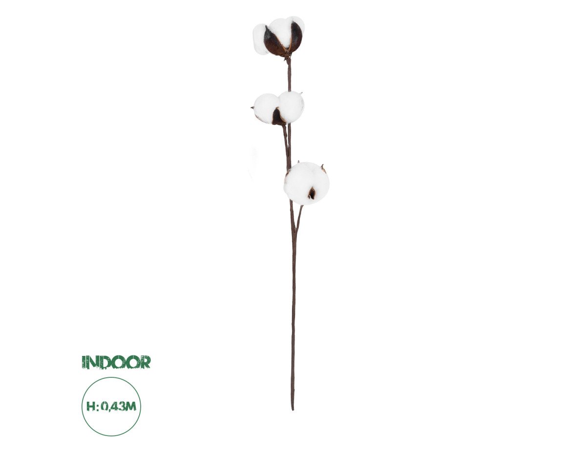 GloboStar® Artificial Garden COTTON BRANCH 20493 Τεχνητό Διακοσμητικό Κλαδί βαμβάκι Υ43cm