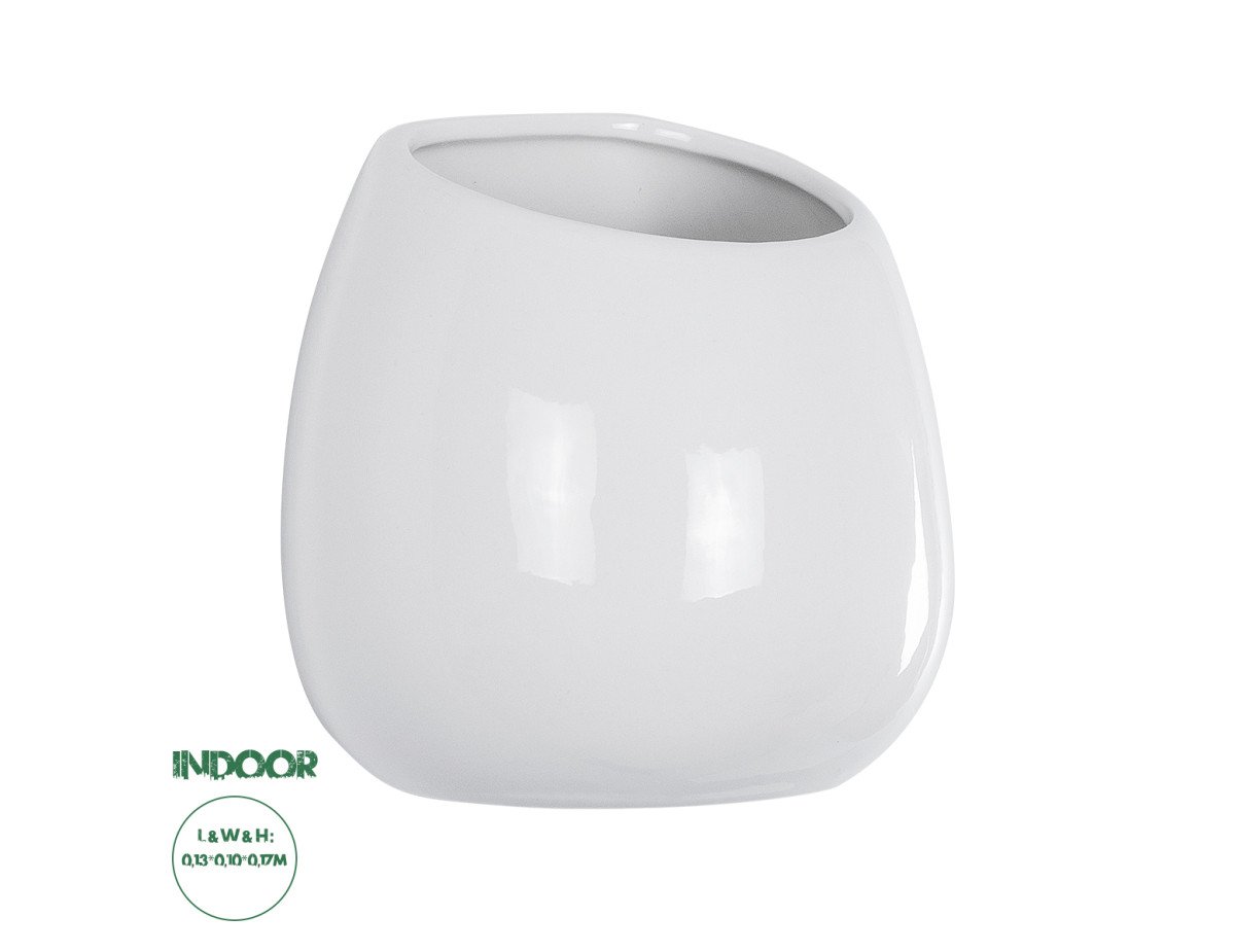 GloboStar® Artificial Garden GRENADA 20537 Διακοσμητικό Κεραμική Γλάστρα Λευκή Φ12 x Υ13