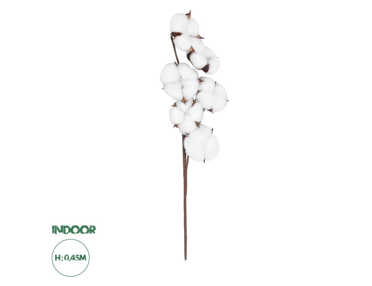 GloboStar® Artificial Garden COTTON BRANCH 20558 Τεχνητό Διακοσμητικό Κλαδί βαμβάκι Υ45cm