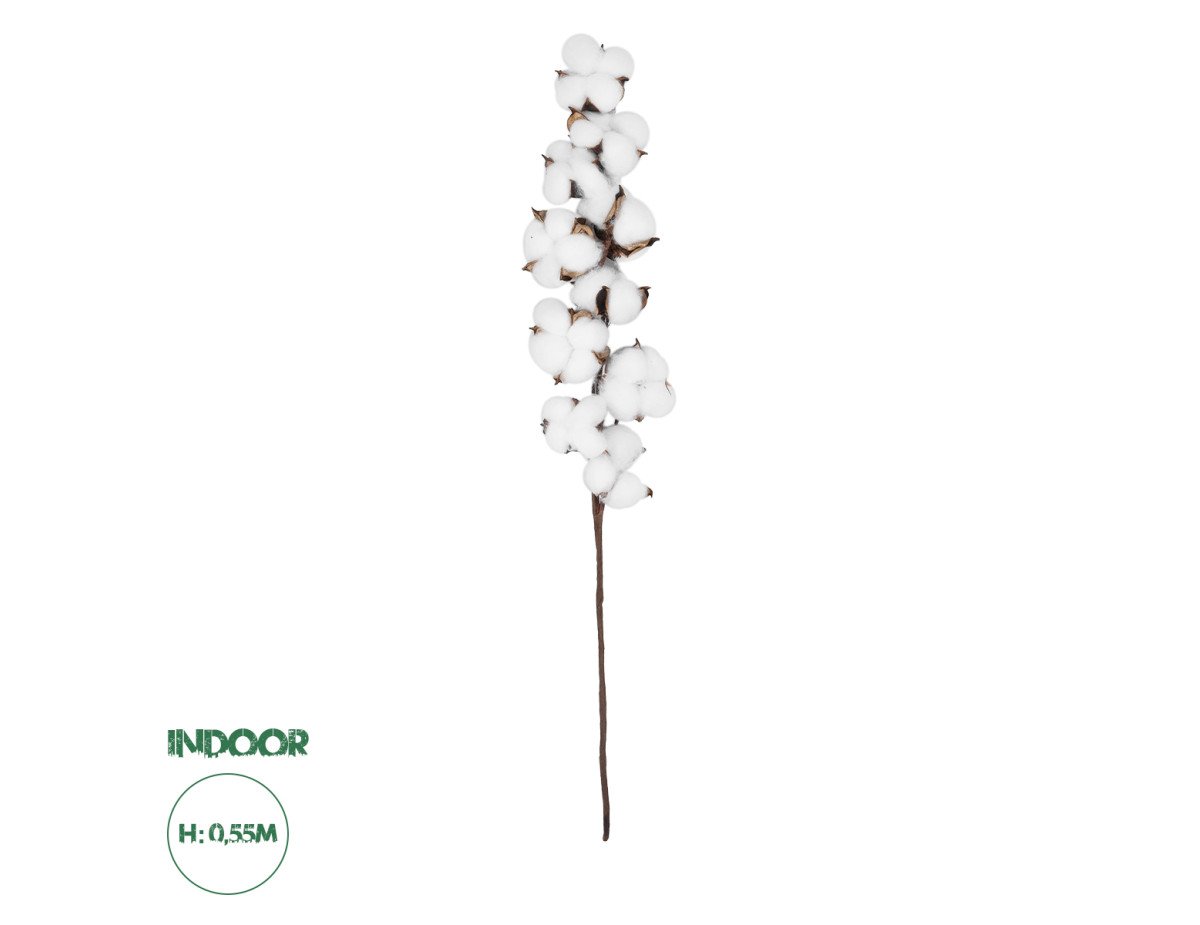 GloboStar® Artificial Garden COTTON BRANCH 20559 Τεχνητό Διακοσμητικό Κλαδί βαμβάκι Y55cm