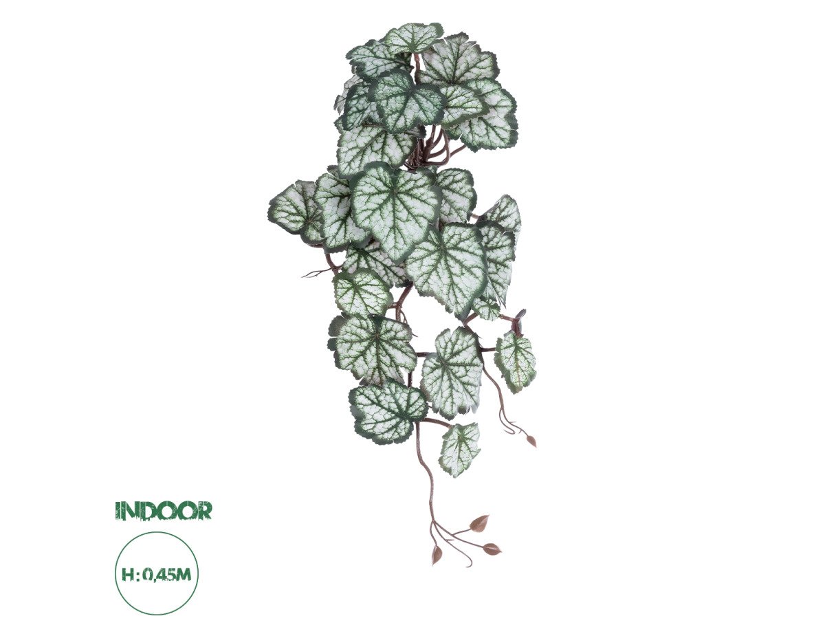 GloboStar® Artificial Garden REX BEGONIA HANGING PLANT 20604 Τεχνητό Διακοσμητικό Κρεμαστό Φυτό Βιγόνια Υ45cm