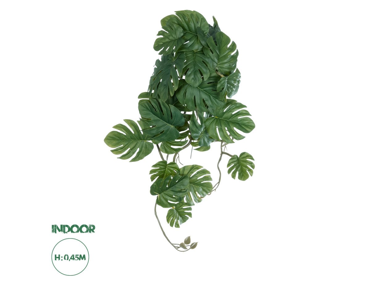 GloboStar® Artificial Garden MONSTERA HANGING PLANT 20605 - Τεχνητό Διακοσμητικό Κρεμαστό Φυτό Μονστέρα Υ45cm