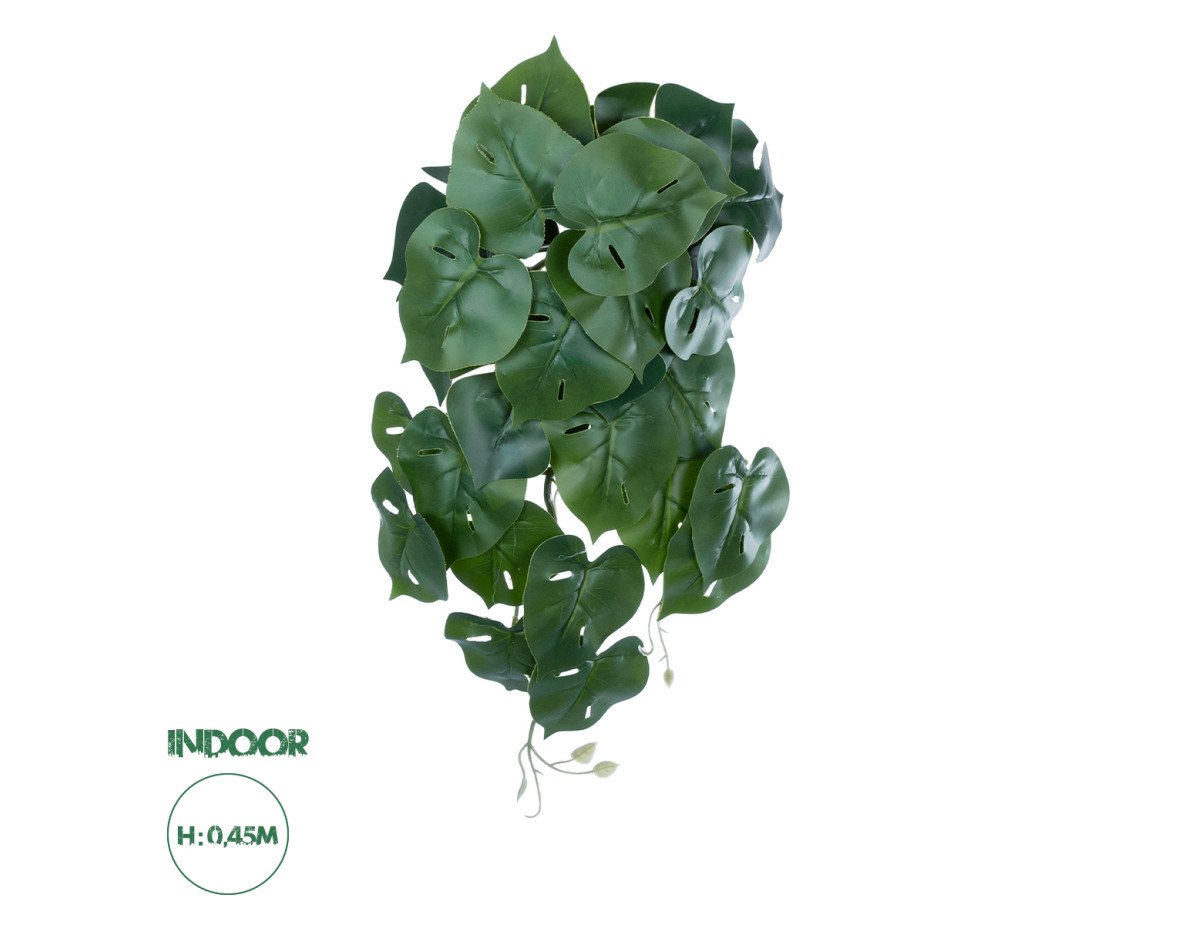 GloboStar® Artificial Garden MONSTERA HANGING PLANT 20613 - Τεχνητό Διακοσμητικό Κρεμαστό Φυτό Μονστέρα Υ45cm