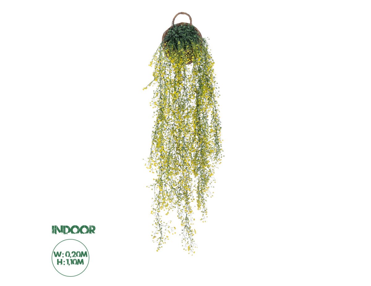 GloboStar® Artificial Garden GOLDEN BELL WILLOW 4 HANGING PLANT 20632 Κρεμαστό Τεχνητό Διακοσμητικό Φυτό Ιτίας  Y110cm