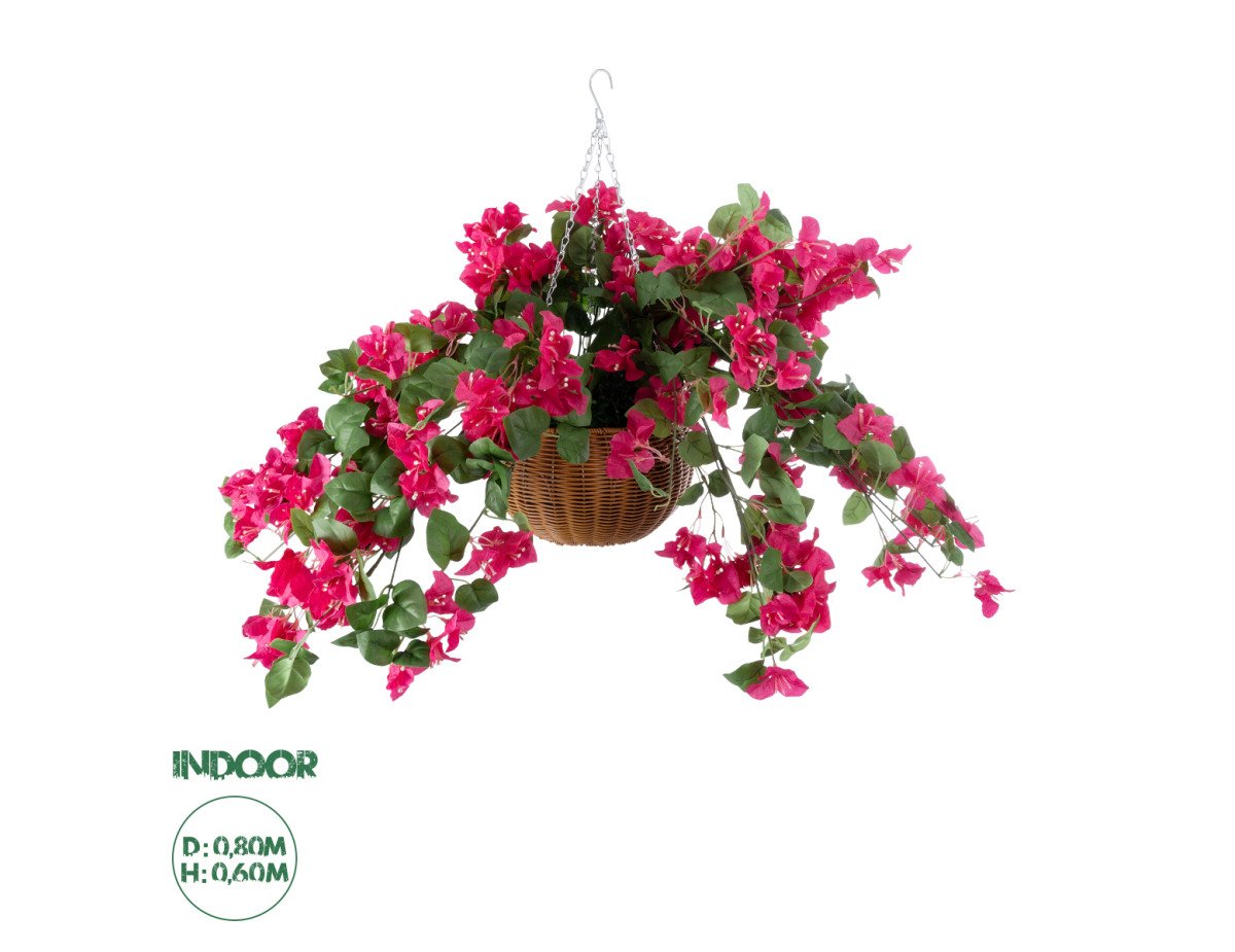 GloboStar® Artificial Garden RHODODENDRON HANGING PLANT 20634 Τεχνητό Κρεμαστό Διακοσμητικό Φυτό Τριανταφυλλιάς Y60cm