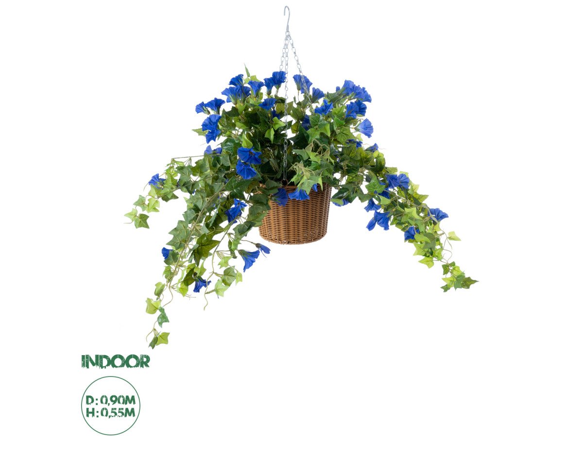 GloboStar® Artificial Garden MORNING GLORY HANGING PLANT 20636 Τεχνητό Κρεμαστό Διακοσμητικό Φυτό Ορτανσίας Y55cm