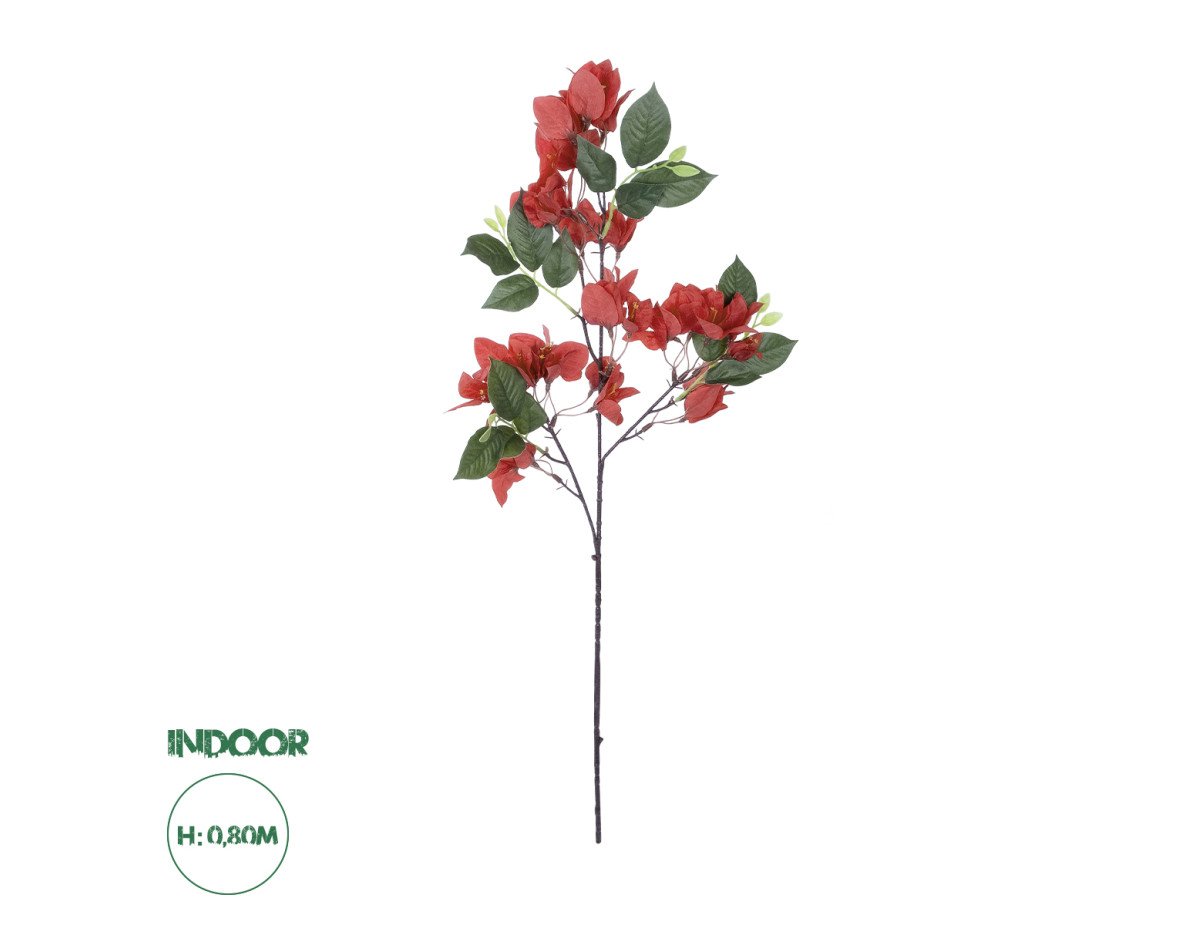 GloboStar® Artificial Garden BOUGAUVILLEA BRANCH 20645 Τεχνητό Διακοσμητικό Κλαδί Μπουκανβίλιας Κόκκινο Κεραμιδί Y80cm