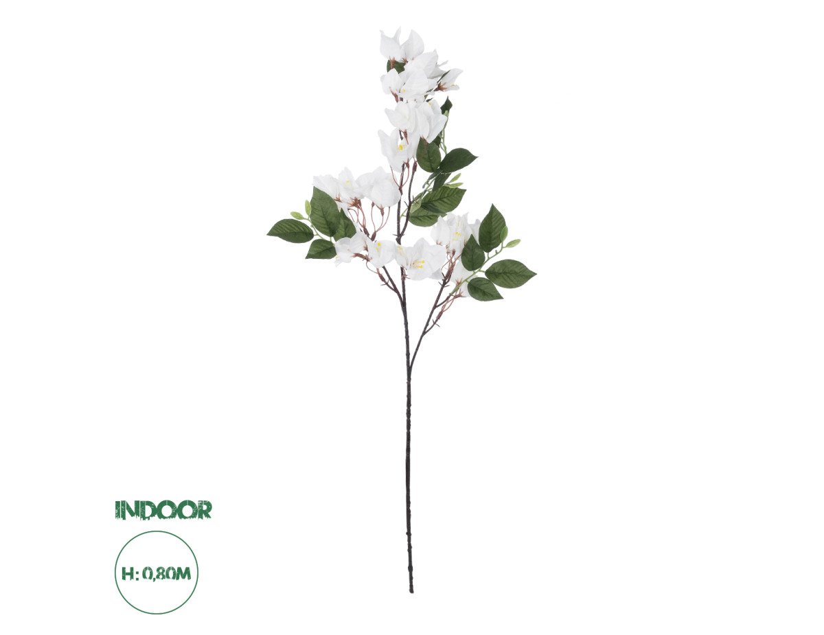 GloboStar® Artificial Garden BOUGAUVILLEA BRANCH 20648 Τεχνητό Διακοσμητικό Κλαδί Μπουκανβίλιας Λευκή Y80cm