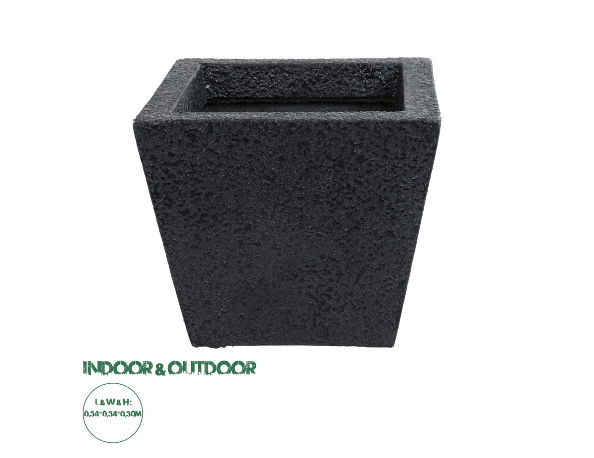 GloboStar® Artificial Garden KARRASPIO 20770 Επιδαπέδιο Πολυεστερικό Τσιμεντένιο Κασπώ Γλάστρα - Flower Pot Μαύρο Μ34 x Π34 x Υ30cm