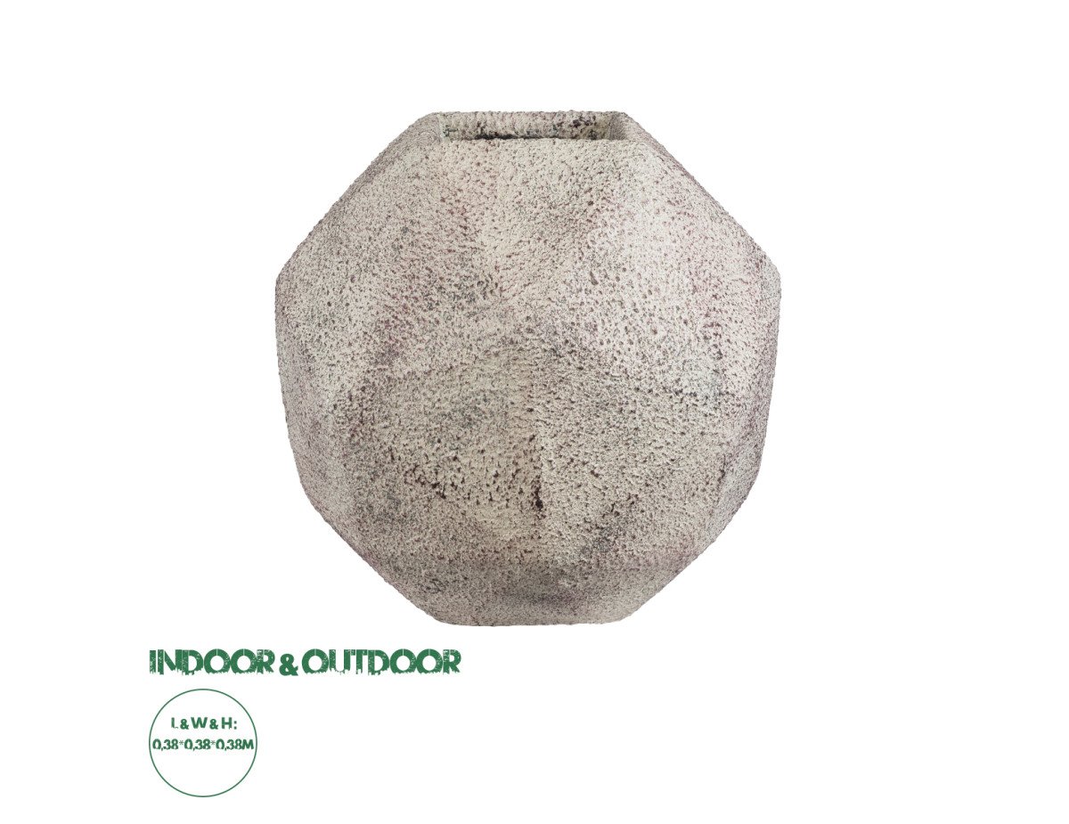 GloboStar® Artificial Garden BOROUGH 20781 Επιδαπέδιο Πολυεστερικό Τσιμεντένιο Κασπώ Γλάστρα - Flower Pot Λευκό με Μπεζ Μ38 x Π38 x Υ38cm