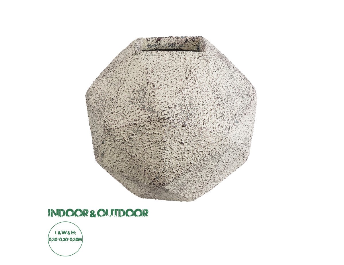 GloboStar® Artificial Garden BOROUGH 20782 Επιδαπέδιο Πολυεστερικό Τσιμεντένιο Κασπώ Γλάστρα - Flower Pot Λευκό με Μπεζ Μ30 x Π30 x Υ30cm