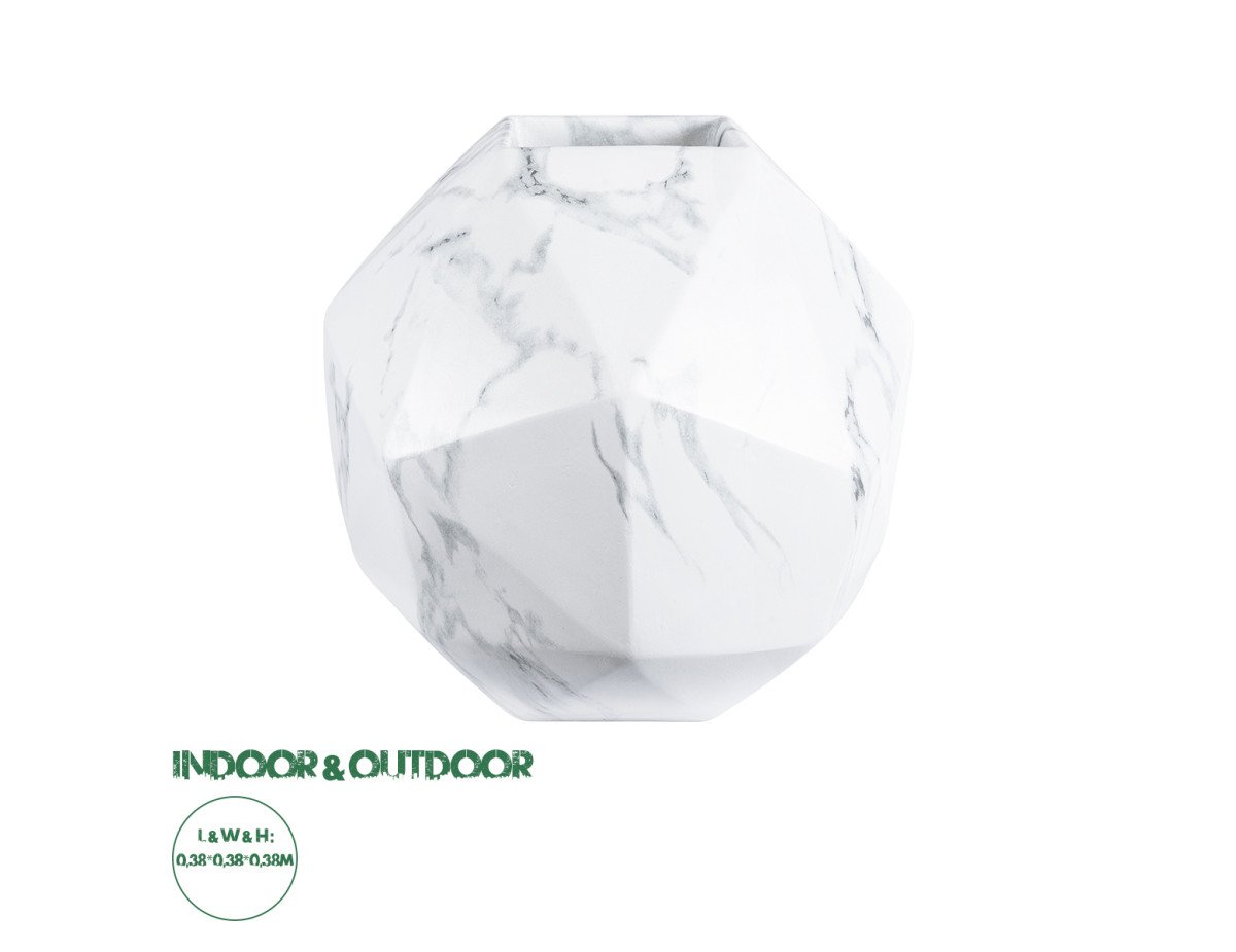 GloboStar® Artificial Garden BRIXTON 20783 Επιδαπέδιο Πολυεστερικό Τσιμεντένιο Κασπώ Γλάστρα - Flower Pot Λευκό Μ38 x Π38 x Υ38cm