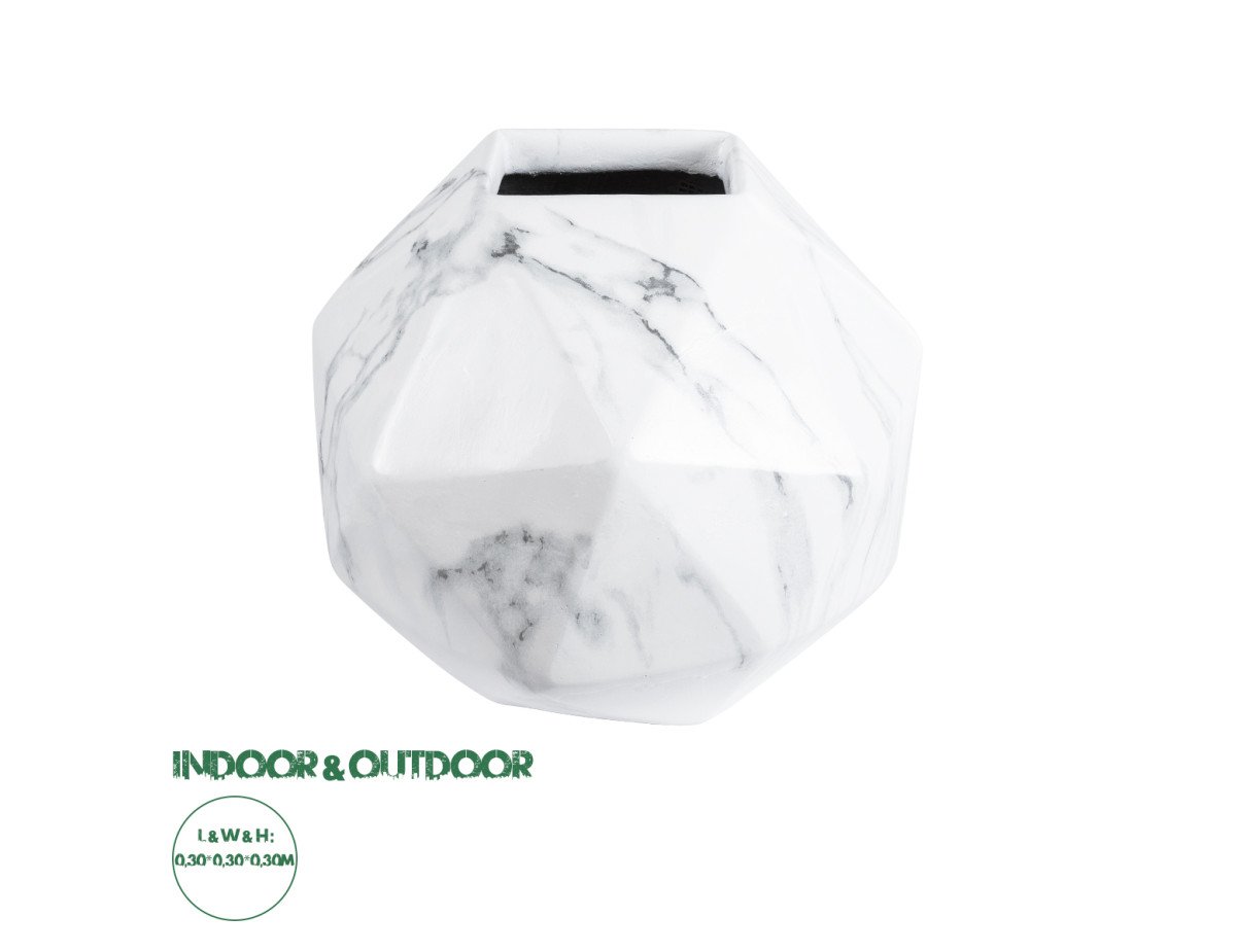 GloboStar® Artificial Garden BRIXTON 20784 Επιδαπέδιο Πολυεστερικό Τσιμεντένιο Κασπώ Γλάστρα - Flower Pot Λευκό Μ30 x Π30 x Υ30cm