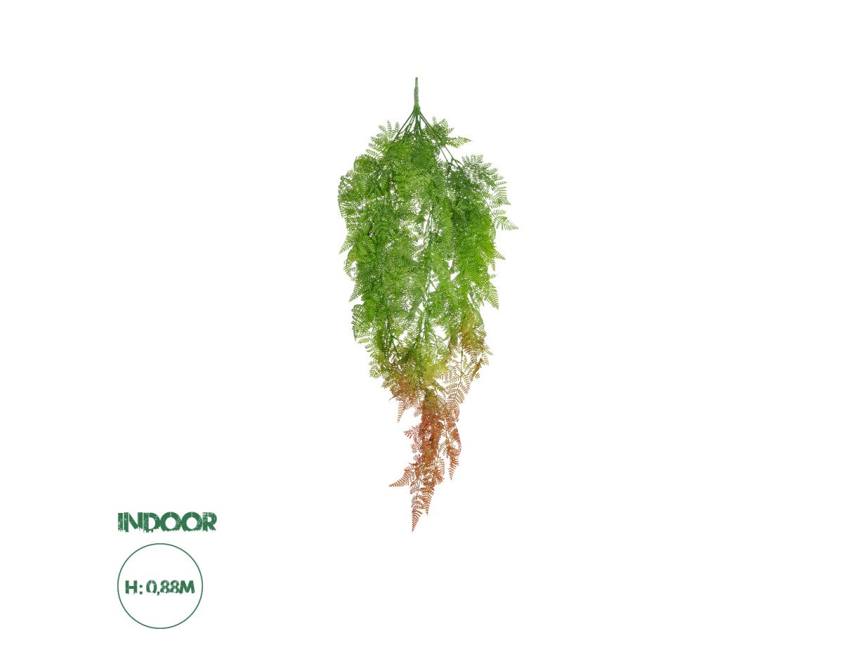 GloboStar® Artificial Garden HANGING FERN 20805 Τεχνητό Διακοσμητικό Κρεμαστό Φυτό Φτέρη Μ40 x Π20 x Υ88cm