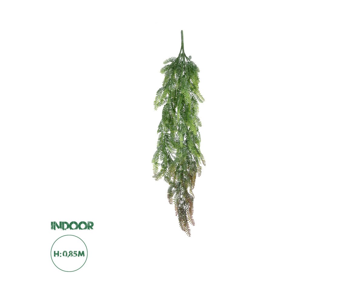 GloboStar® Artificial Garden HANGING FERN 20842 Τεχνητό Διακοσμητικό Κρεμαστό Φυτό Φτέρη Μ25 x Π12 x Υ85cm