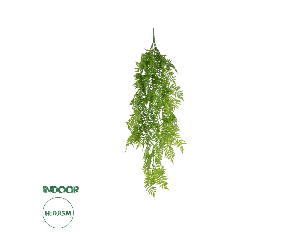 GloboStar® Artificial Garden HANGING FERN 20853 Τεχνητό Διακοσμητικό Κρεμαστό Φυτό Φτέρη Μ30 x Π14 x Υ85cm