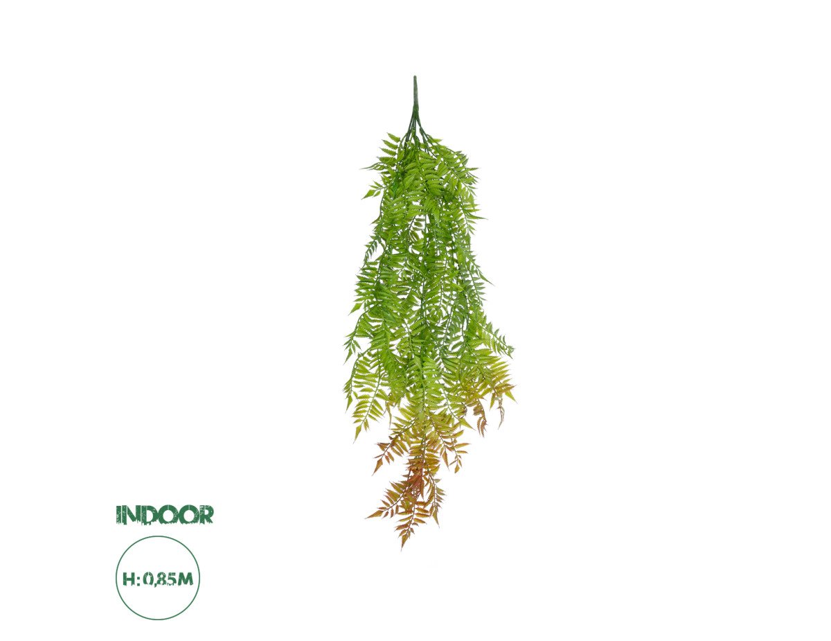 GloboStar® Artificial Garden HANGING FERN 20854 Τεχνητό Διακοσμητικό Κρεμαστό Φυτό Φτέρη Μ30 x Π14 x Υ85cm