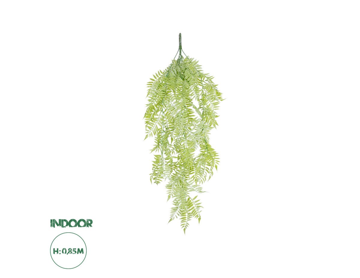 GloboStar® Artificial Garden HANGING FERN 20855 Τεχνητό Διακοσμητικό Κρεμαστό Φυτό Φτέρη Μ30 x Π14 x Υ85cm