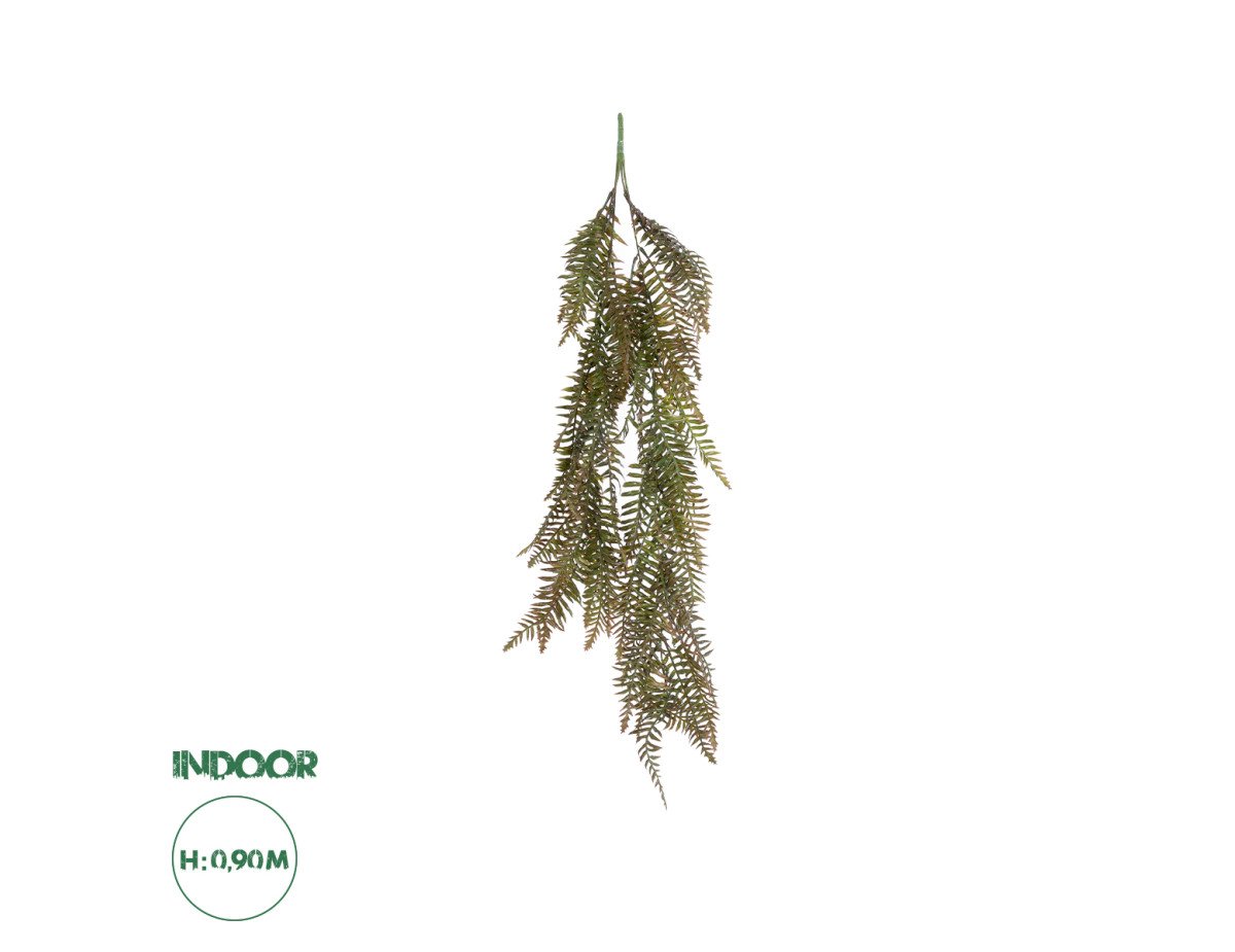 GloboStar® Artificial Garden HANGING FERN 20860 Τεχνητό Διακοσμητικό Κρεμαστό Φυτό Φτέρη Μ28 x Π15 x Υ90cm