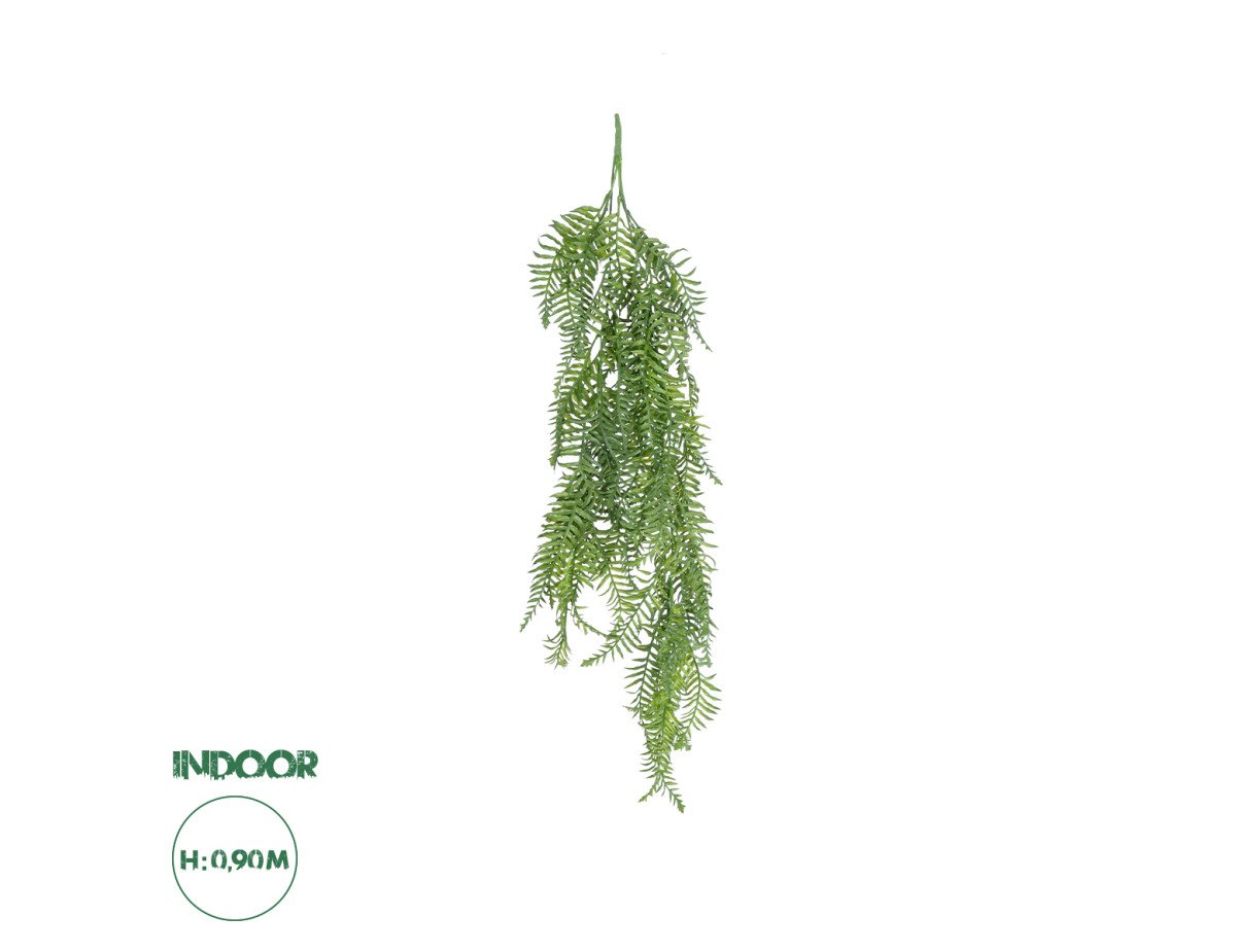 GloboStar® Artificial Garden HANGING FERN 20861 Τεχνητό Διακοσμητικό Κρεμαστό Φυτό Φτέρη Μ28 x Π15 x Υ90cm