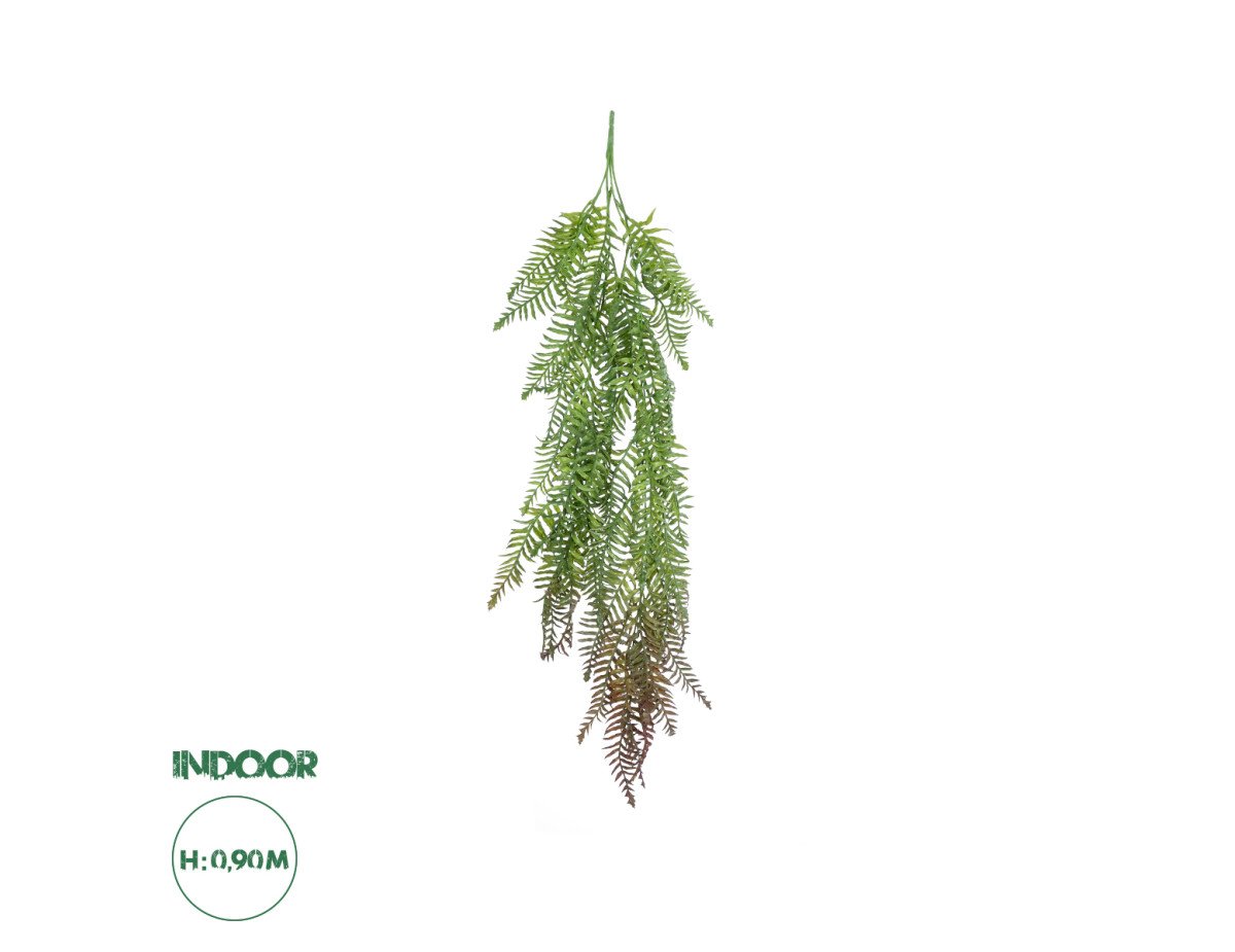 GloboStar® Artificial Garden HANGING FERN 20862 Τεχνητό Διακοσμητικό Κρεμαστό Φυτό Φτέρη Μ28 x Π15 x Υ90cm