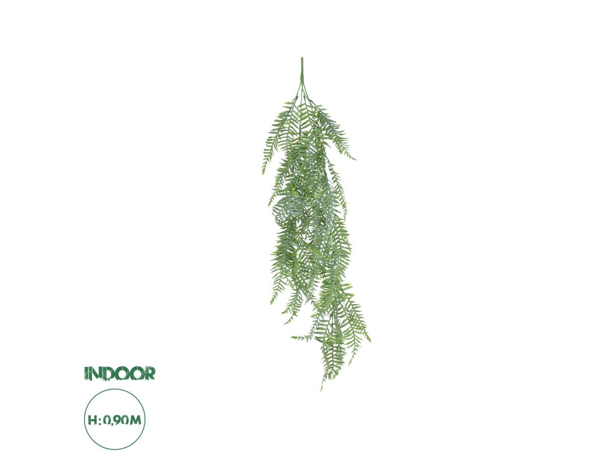 GloboStar® Artificial Garden HANGING FERN 20863 Τεχνητό Διακοσμητικό Κρεμαστό Φυτό Φτέρη Μ28 x Π15 x Υ90cm