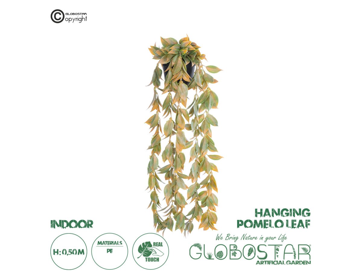 GloboStar® Artificial Garden HANGING POMELO LEAF 20871 - Τεχνητό Κρεμαστό Διακοσμητικό Φυτό Φύλλο Πομέλο  Φ17 x Y50cm