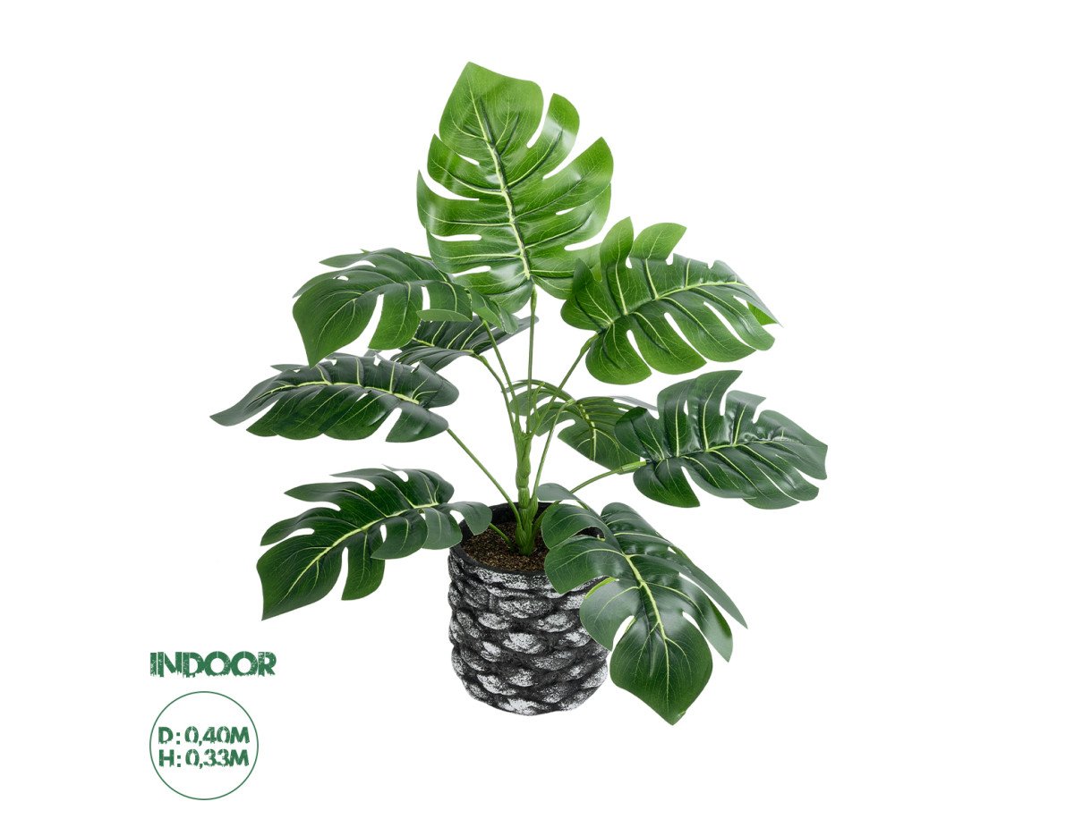 GloboStar® Artificial Garden MONSTERA 20893 - Τεχνητό Διακοσμητικό Φυτό Μονστέρα Φ40 x Υ33cm