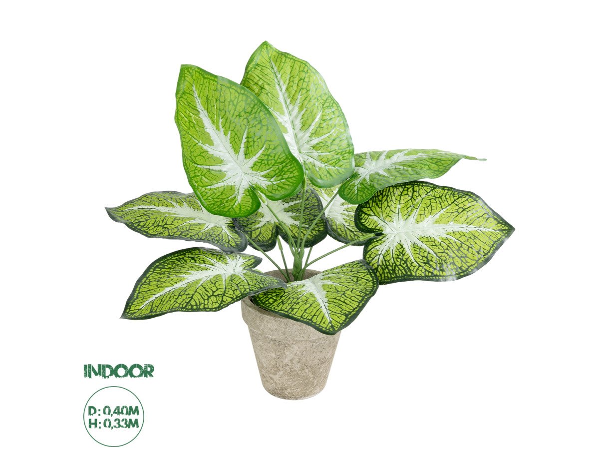 GloboStar® Artificial Garden CALADIUM POTTED PLANT 20894 Διακοσμητικό Φυτό Καλάντιουμ Φ40 x Υ33cm