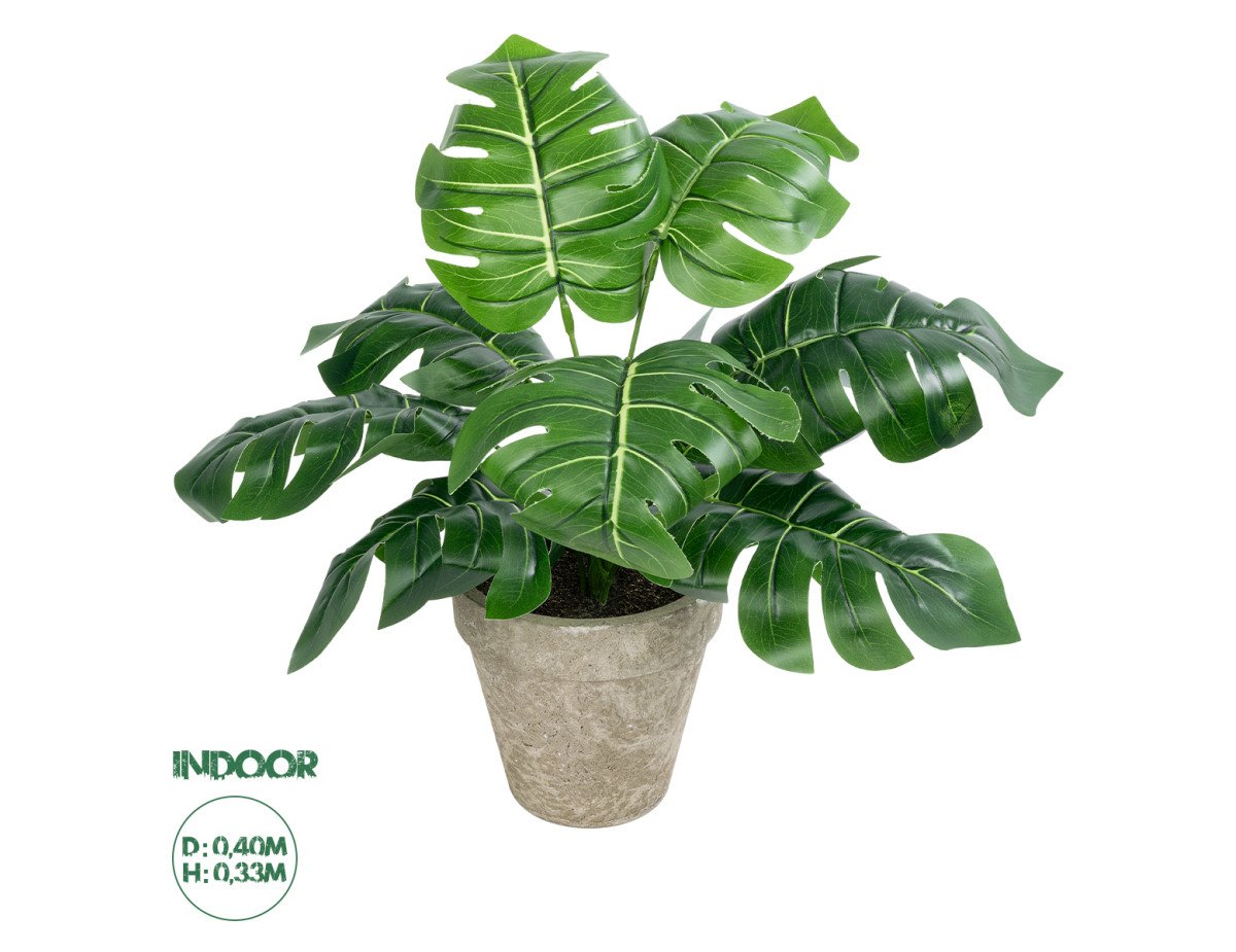 GloboStar® Artificial Garden MONSTERA POTTED PLANT 20895 - Διακοσμητικό Φυτό Μονστέρα Φ40 x Υ33cm