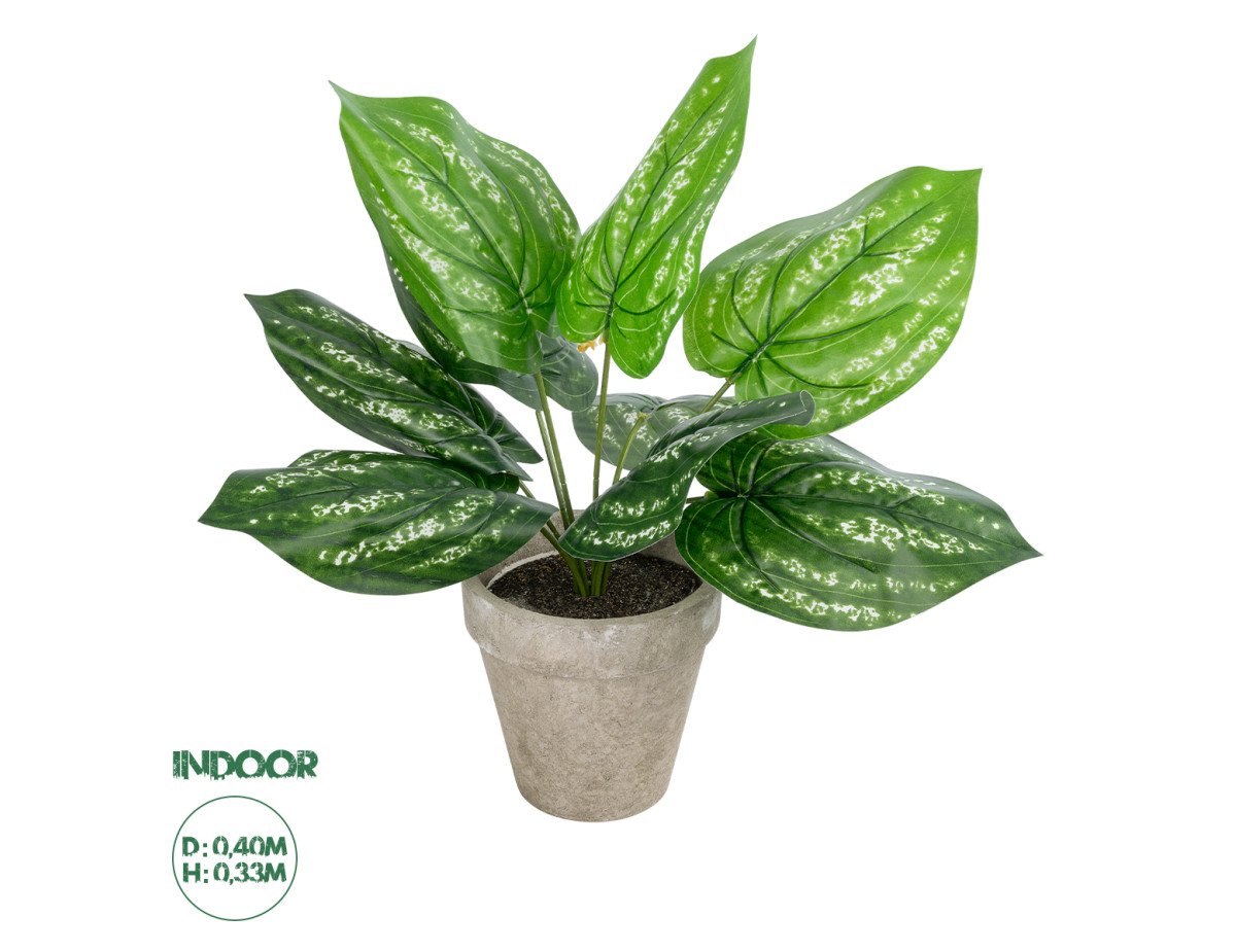 GloboStar® Artificial Garden SILVER POTHOS POTTED PLANT 20896 Διακοσμητικό Φυτό Πόθος Φ40 x Υ33cm