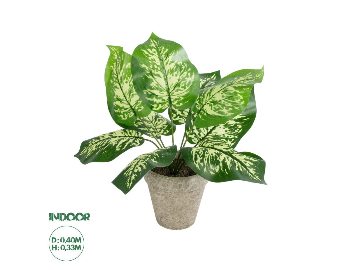 GloboStar® Artificial Garden DIEFFENBACHIA POTTED PLANT 20897 Διακοσμητικό Φυτό Διεφενμπάχια Φ40 x Υ33cm