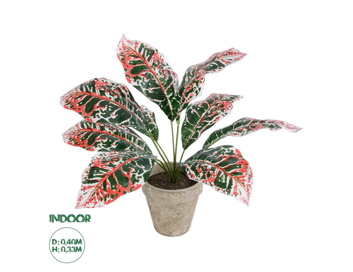 GloboStar® Artificial Garden RED AGLAONEMA POTTED PLANT 20901 Διακοσμητικό Φυτό Κόκκινο Αγλαόνημα Φ40 x Υ33cm